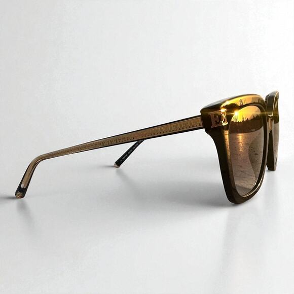 Escada Designer Square Sunglasses Black Frame Gold Tone Temples Excellent main image 5